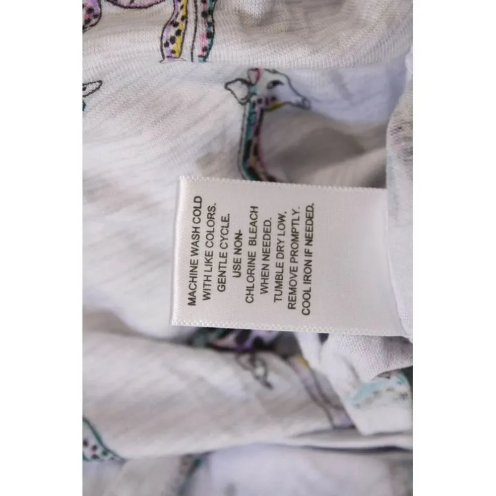 Emerson Road Womens Giraffe Print Ruffled Long Sleeve Pajama Set Gray Size XS